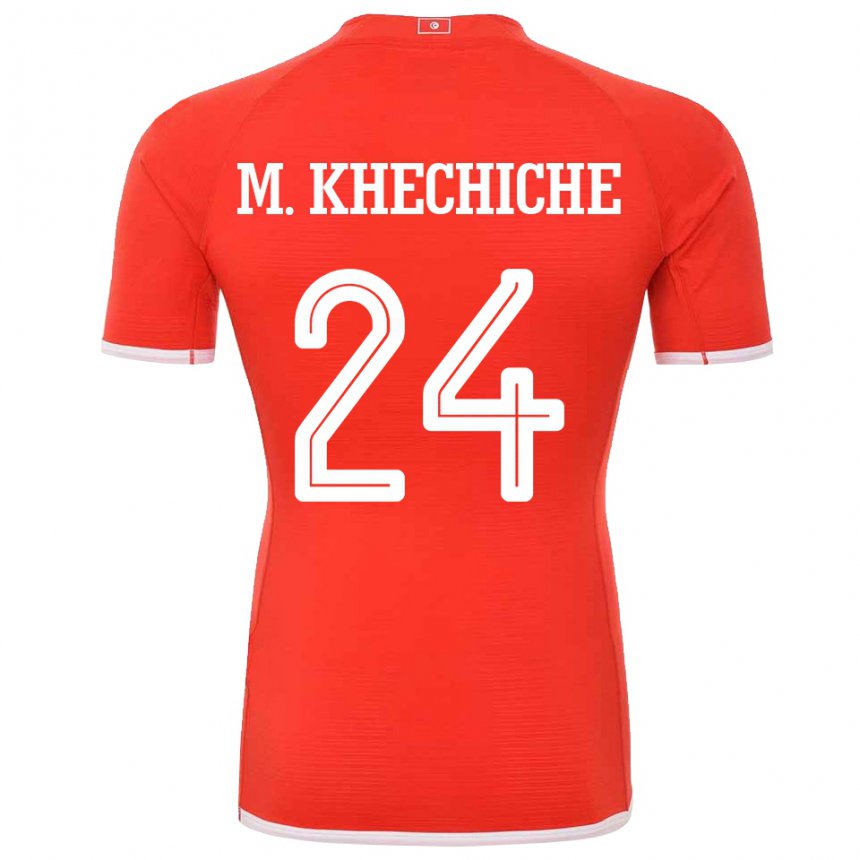 Hombre Camiseta Túnez Mohamed Amine Khechiche #24 Rojo 1ª Equipación 22-24 La Camisa Argentina