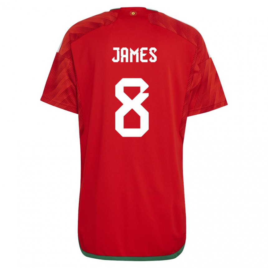 Hombre Camiseta Gales Angharad James #8 Rojo 1ª Equipación 22-24 La Camisa Argentina