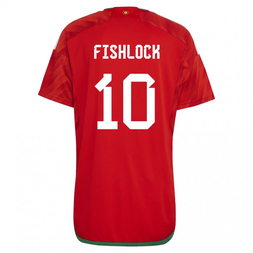 Hombre Camiseta Gales Jessica Fishlock #10 Rojo 1ª Equipación 22-24 La Camisa Argentina