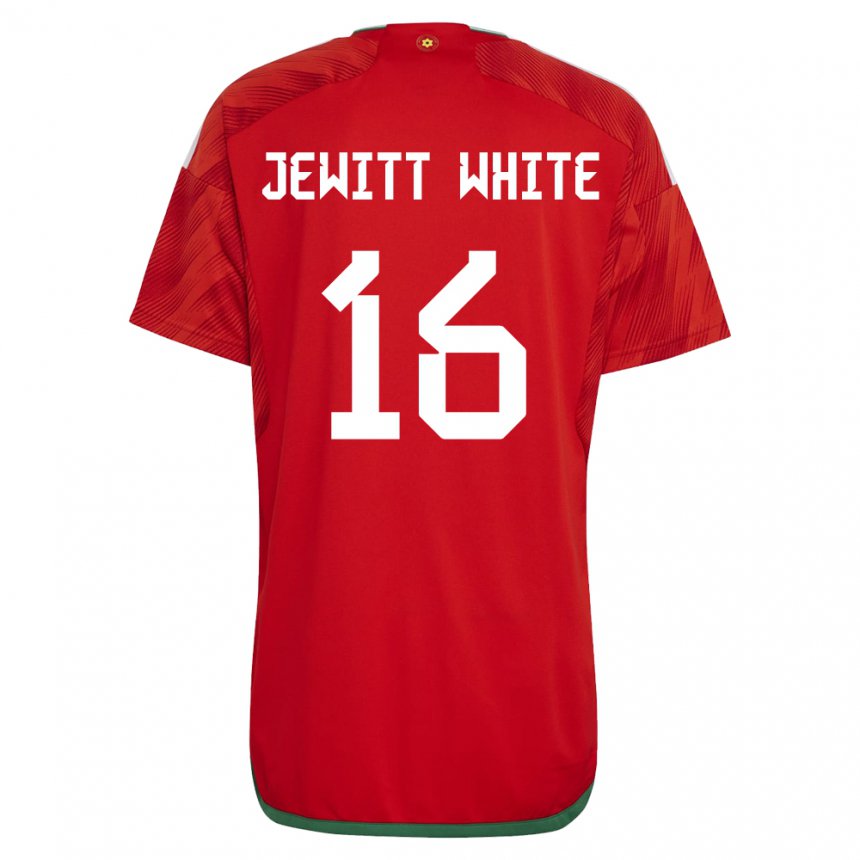 Hombre Camiseta Gales Harry Jewitt White #16 Rojo 1ª Equipación 22-24 La Camisa Argentina