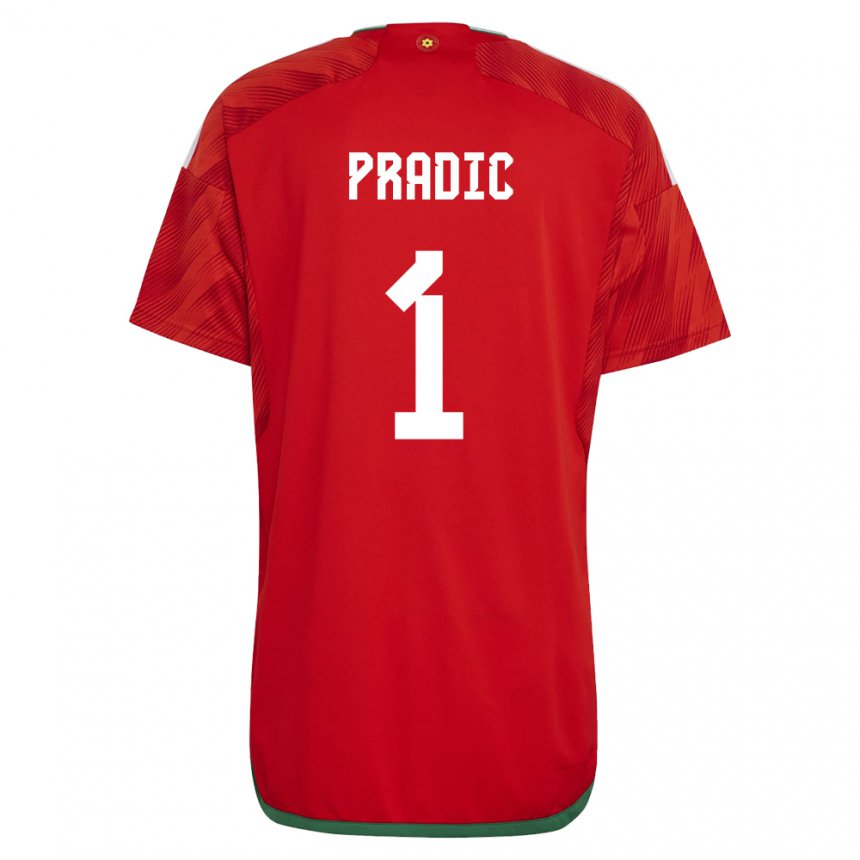 Hombre Camiseta Gales James Pradic #1 Rojo 1ª Equipación 22-24 La Camisa Argentina