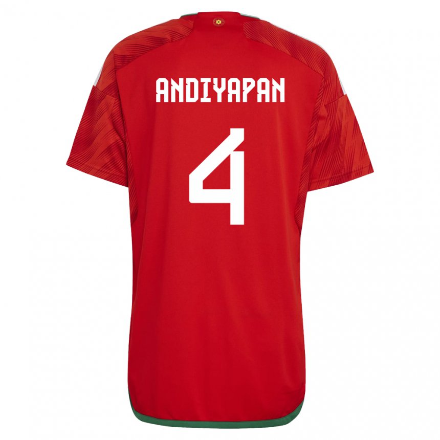 Hombre Camiseta Gales William Andiyapan #4 Rojo 1ª Equipación 22-24 La Camisa Argentina