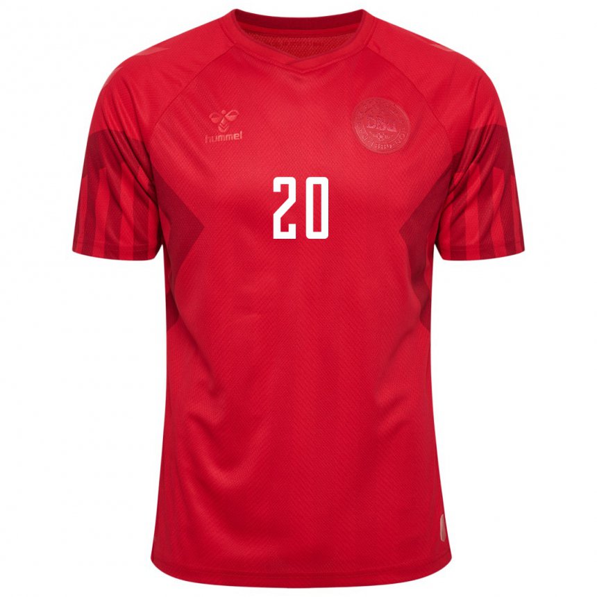 Hombre Camiseta Dinamarca Gustav Christensen #20 Rojo 1ª Equipación 22-24 La Camisa Argentina