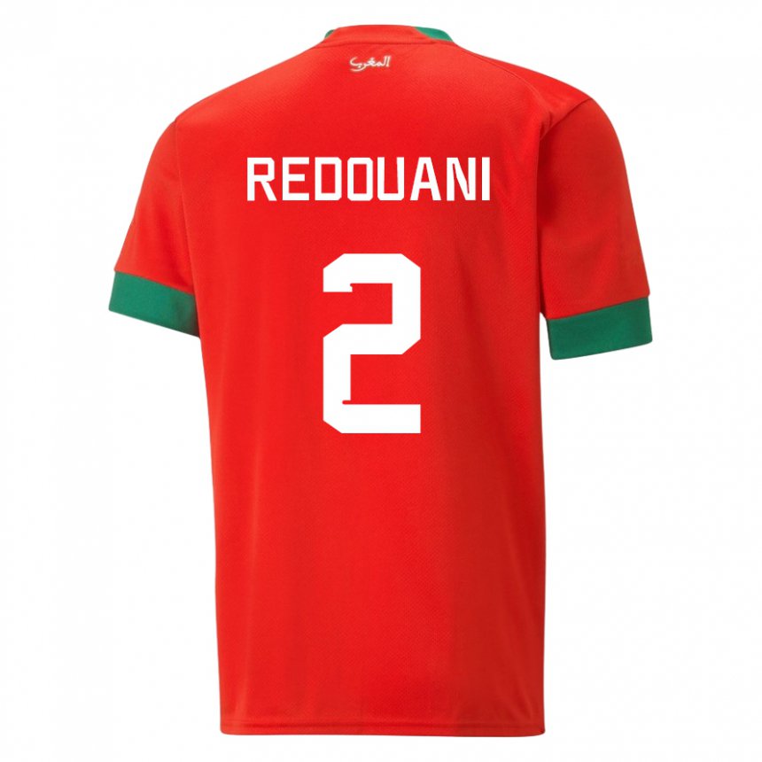 Hombre Camiseta Marruecos Zineb Redouani #2 Rojo 1ª Equipación 22-24 La Camisa Argentina