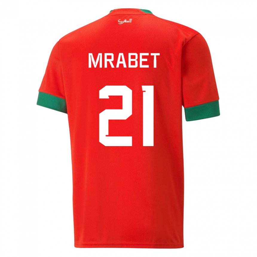 Hombre Camiseta Marruecos Yasmin Mrabet #21 Rojo 1ª Equipación 22-24 La Camisa Argentina