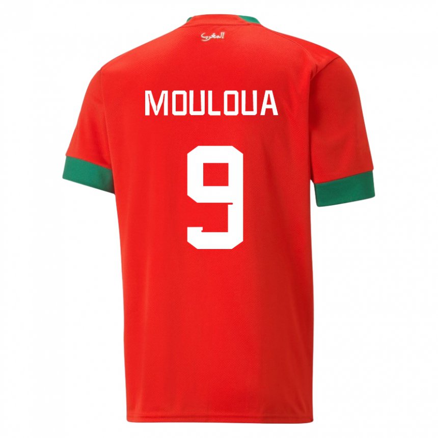 Hombre Camiseta Marruecos Ayoub Mouloua #9 Rojo 1ª Equipación 22-24 La Camisa Argentina