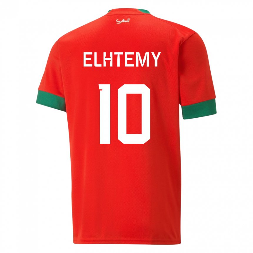 Hombre Camiseta Marruecos Mountassir Elhtemy #10 Rojo 1ª Equipación 22-24 La Camisa Argentina