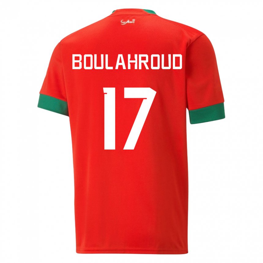 Hombre Camiseta Marruecos Charaf Eddine Boulahroud #17 Rojo 1ª Equipación 22-24 La Camisa Argentina