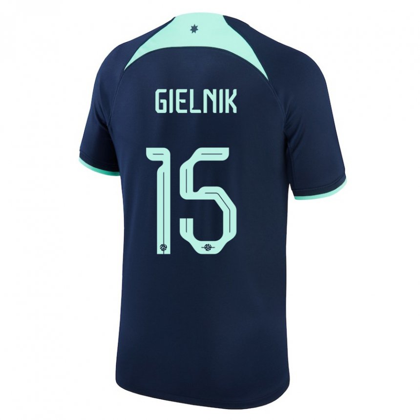 Hombre Camiseta Australia Emily Gielnik #15 Azul Oscuro 2ª Equipación 22-24 La Camisa Argentina