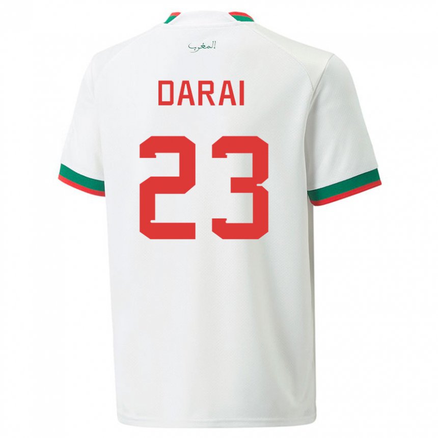 Hombre Camiseta Marruecos Hamza Darai #23 Blanco 2ª Equipación 22-24 La Camisa Argentina