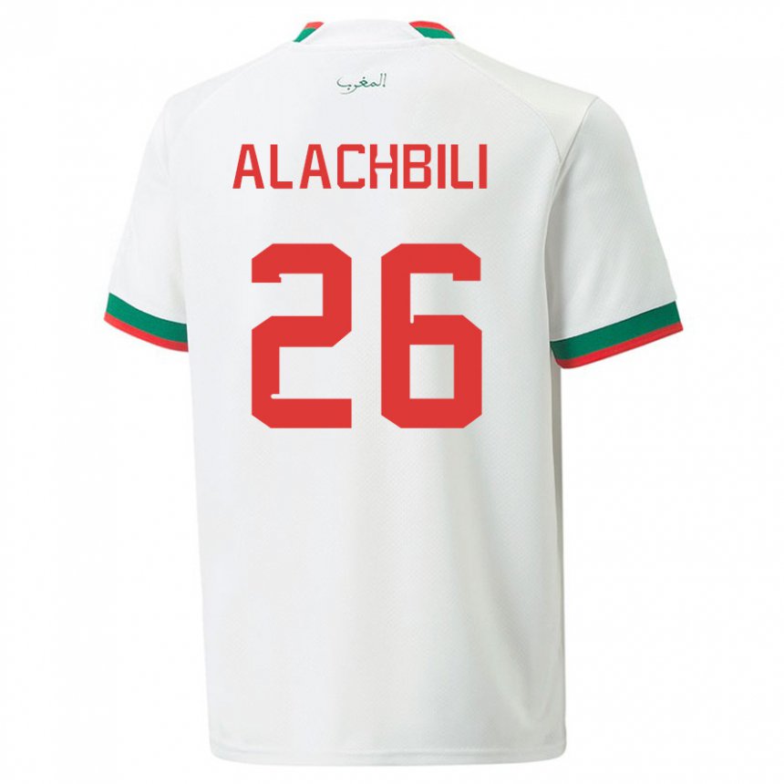 Hombre Camiseta Marruecos Taha Alachbili #26 Blanco 2ª Equipación 22-24 La Camisa Argentina