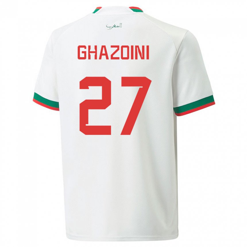 Hombre Camiseta Marruecos Amine Ghazoini #27 Blanco 2ª Equipación 22-24 La Camisa Argentina