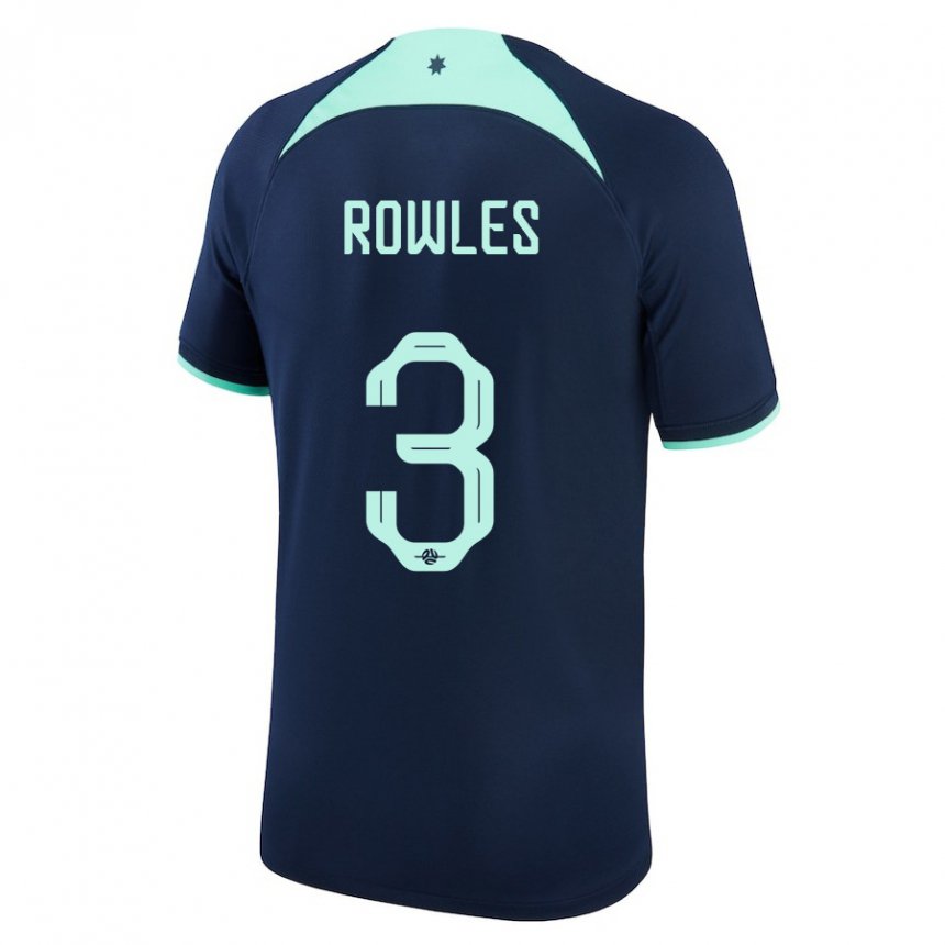 Hombre Camiseta Australia Kye Rowles #3 Azul Oscuro 2ª Equipación 22-24 La Camisa Argentina