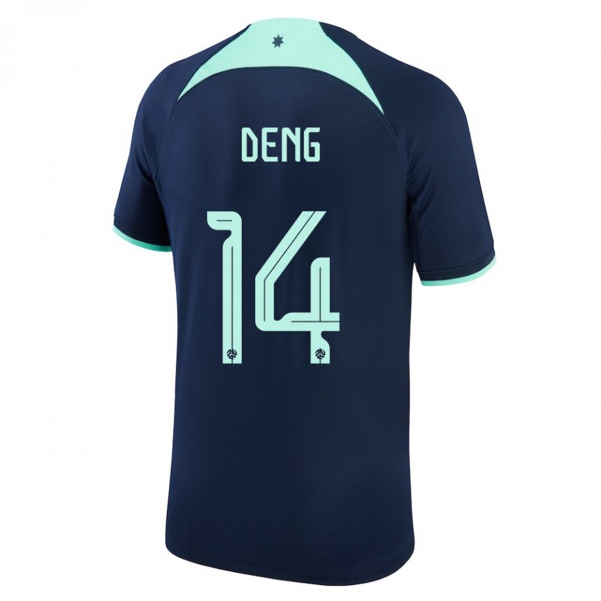 Hombre Camiseta Australia Thomas Deng #14 Azul Oscuro 2ª Equipación 22-24 La Camisa Argentina