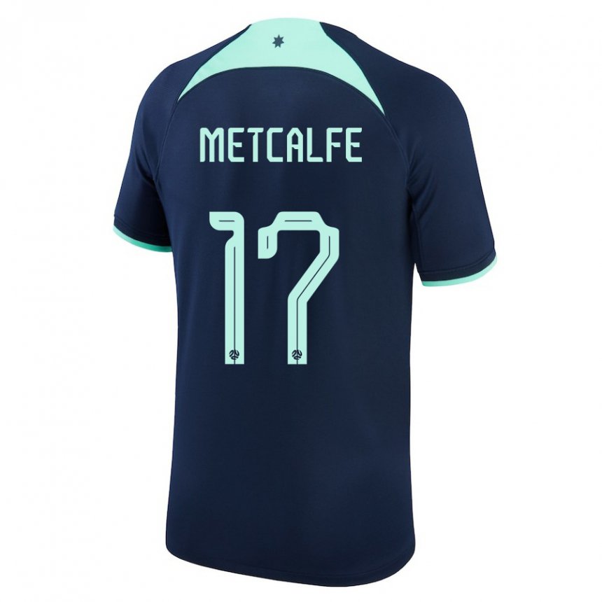 Hombre Camiseta Australia Conor Metcalfe #17 Azul Oscuro 2ª Equipación 22-24 La Camisa Argentina