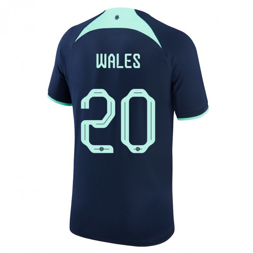 Hombre Camiseta Australia Lachlan Wales #20 Azul Oscuro 2ª Equipación 22-24 La Camisa Argentina