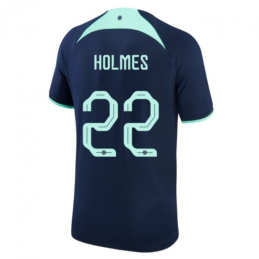 Hombre Camiseta Australia Jordan Holmes #22 Azul Oscuro 2ª Equipación 22-24 La Camisa Argentina