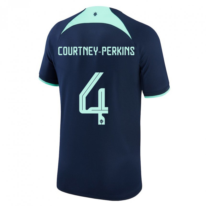 Hombre Camiseta Australia Jordan Courtney Perkins #4 Azul Oscuro 2ª Equipación 22-24 La Camisa Argentina