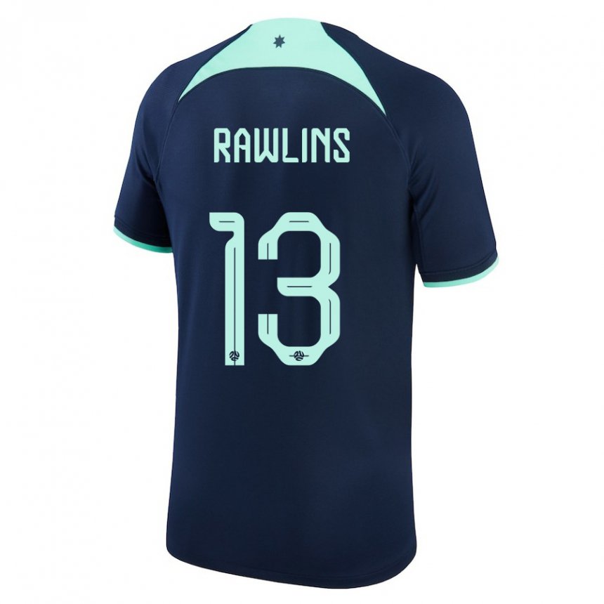 Hombre Camiseta Australia Joshua Rawlins #13 Azul Oscuro 2ª Equipación 22-24 La Camisa Argentina