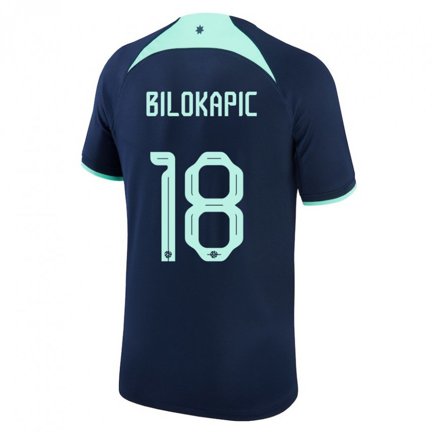 Hombre Camiseta Australia Nicholas Bilokapic #18 Azul Oscuro 2ª Equipación 22-24 La Camisa Argentina