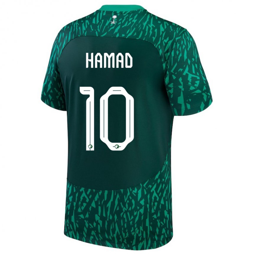 Hombre Camiseta Arabia Saudita Sarah Hamad #10 Verde Oscuro 2ª Equipación 22-24 La Camisa Argentina