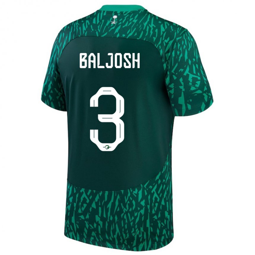Hombre Camiseta Arabia Saudita Turki Baljosh #3 Verde Oscuro 2ª Equipación 22-24 La Camisa Argentina
