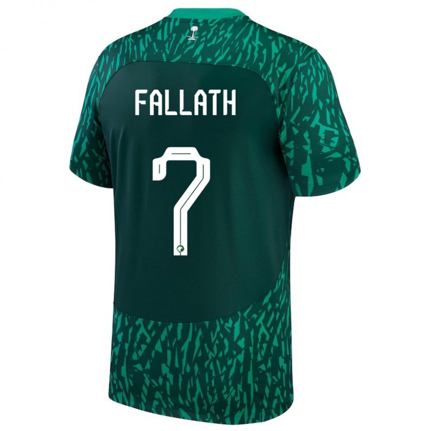 Hombre Camiseta Arabia Saudita Fahad Fallath #7 Verde Oscuro 2ª Equipación 22-24 La Camisa Argentina