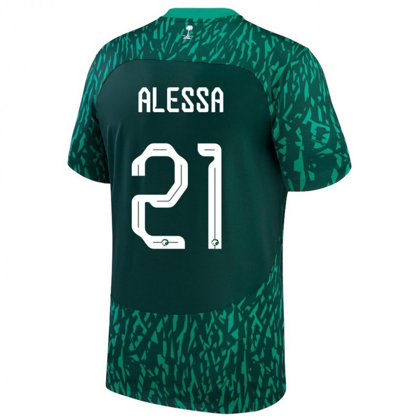 Hombre Camiseta Arabia Saudita Mohammed Alessa #21 Verde Oscuro 2ª Equipación 22-24 La Camisa Argentina