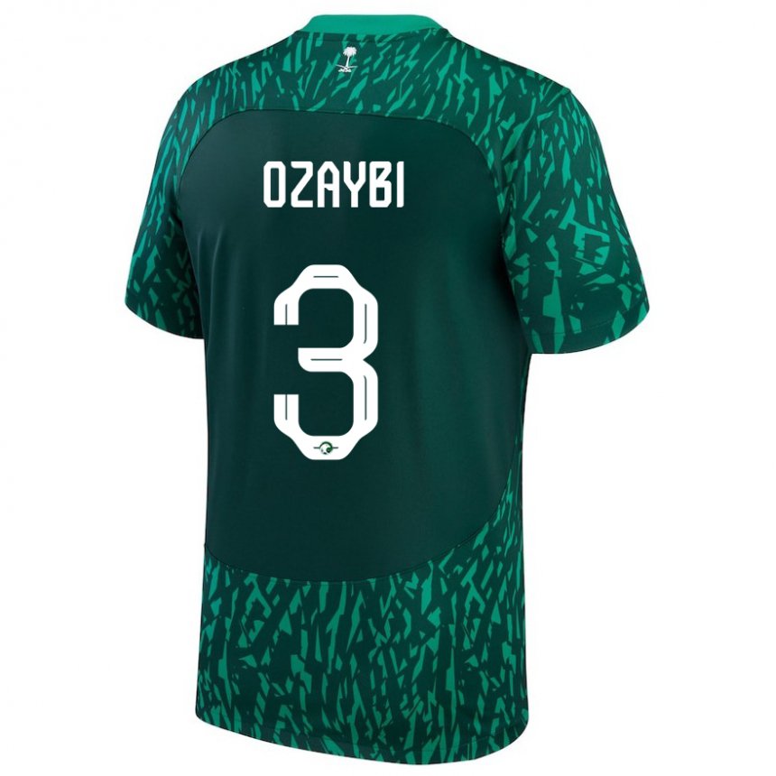 Hombre Camiseta Arabia Saudita Raed Ozaybi #3 Verde Oscuro 2ª Equipación 22-24 La Camisa Argentina