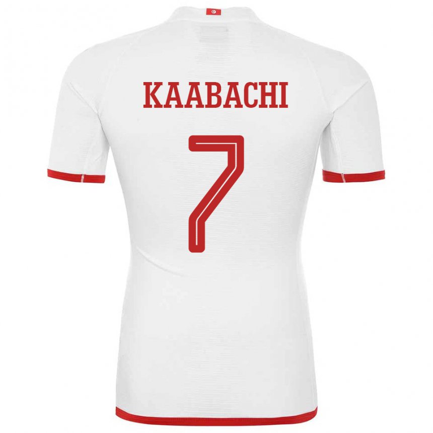 Hombre Camiseta Túnez Ella Kaabachi #7 Blanco 2ª Equipación 22-24 La Camisa Argentina