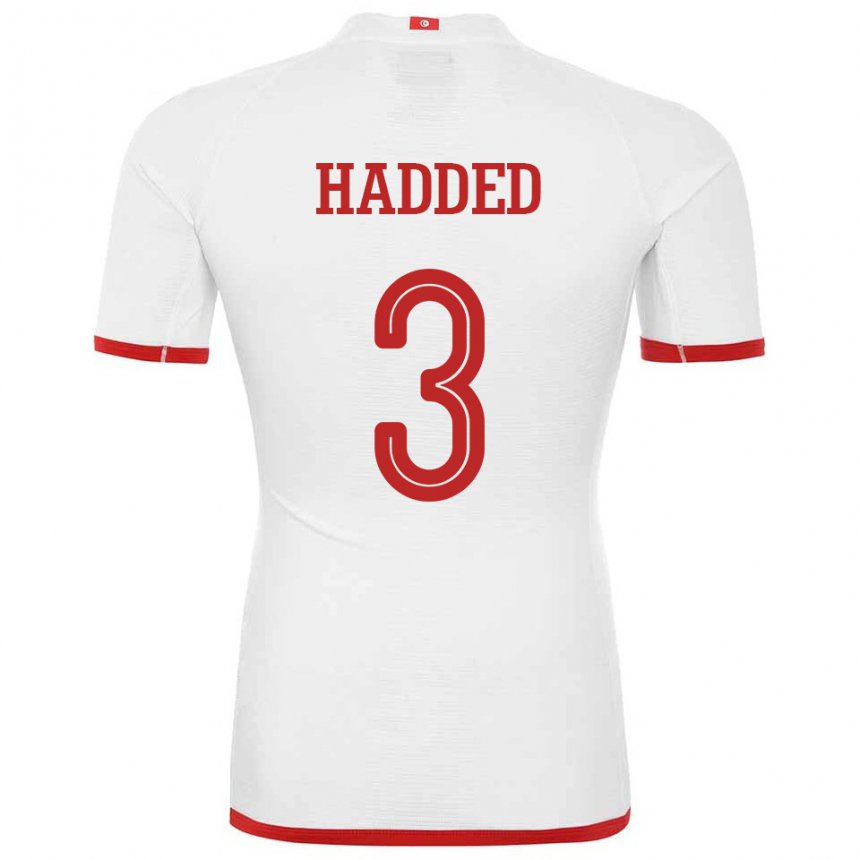 Hombre Camiseta Túnez Rayen Hadded #3 Blanco 2ª Equipación 22-24 La Camisa Argentina