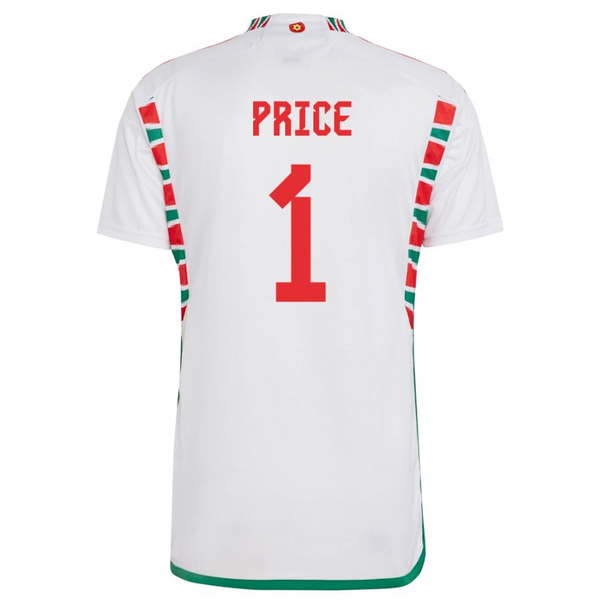 Hombre Camiseta Gales Jo Price #1 Blanco 2ª Equipación 22-24 La Camisa Argentina