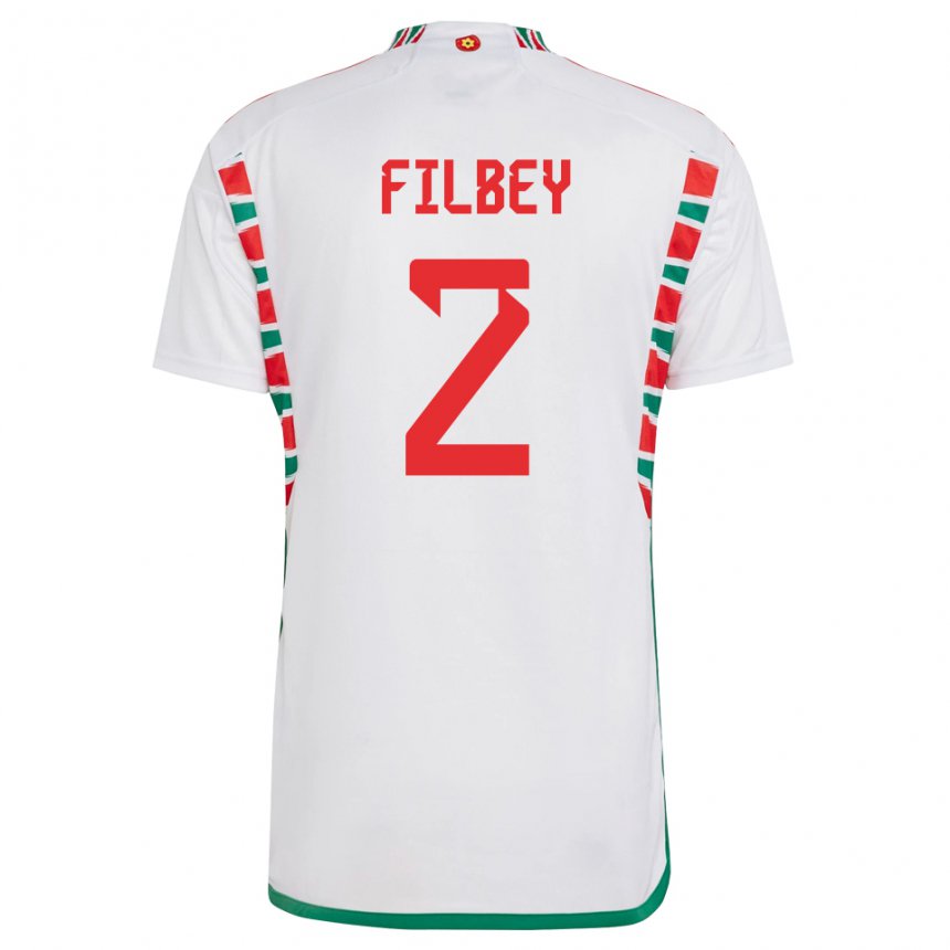 Hombre Camiseta Gales Anna Filbey #2 Blanco 2ª Equipación 22-24 La Camisa Argentina