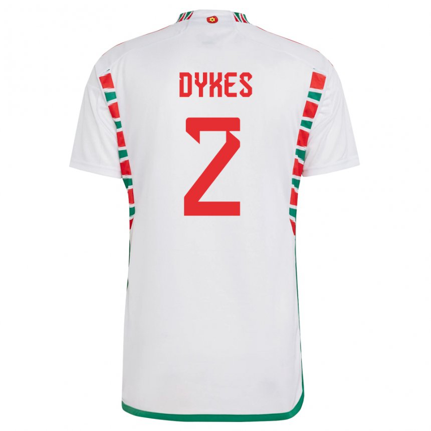 Hombre Camiseta Gales Loren Dykes #2 Blanco 2ª Equipación 22-24 La Camisa Argentina