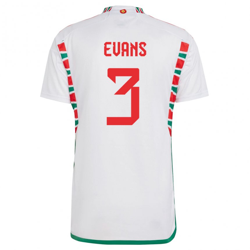 Hombre Camiseta Gales Gemma Evans #3 Blanco 2ª Equipación 22-24 La Camisa Argentina