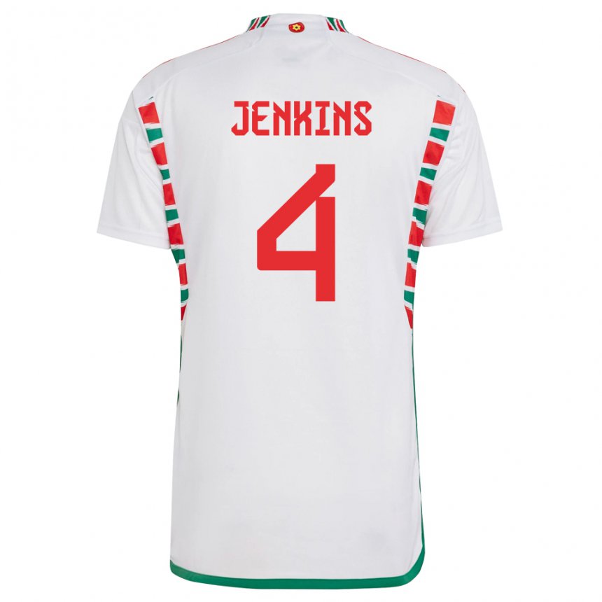 Hombre Camiseta Gales Shaunna Jenkins #4 Blanco 2ª Equipación 22-24 La Camisa Argentina