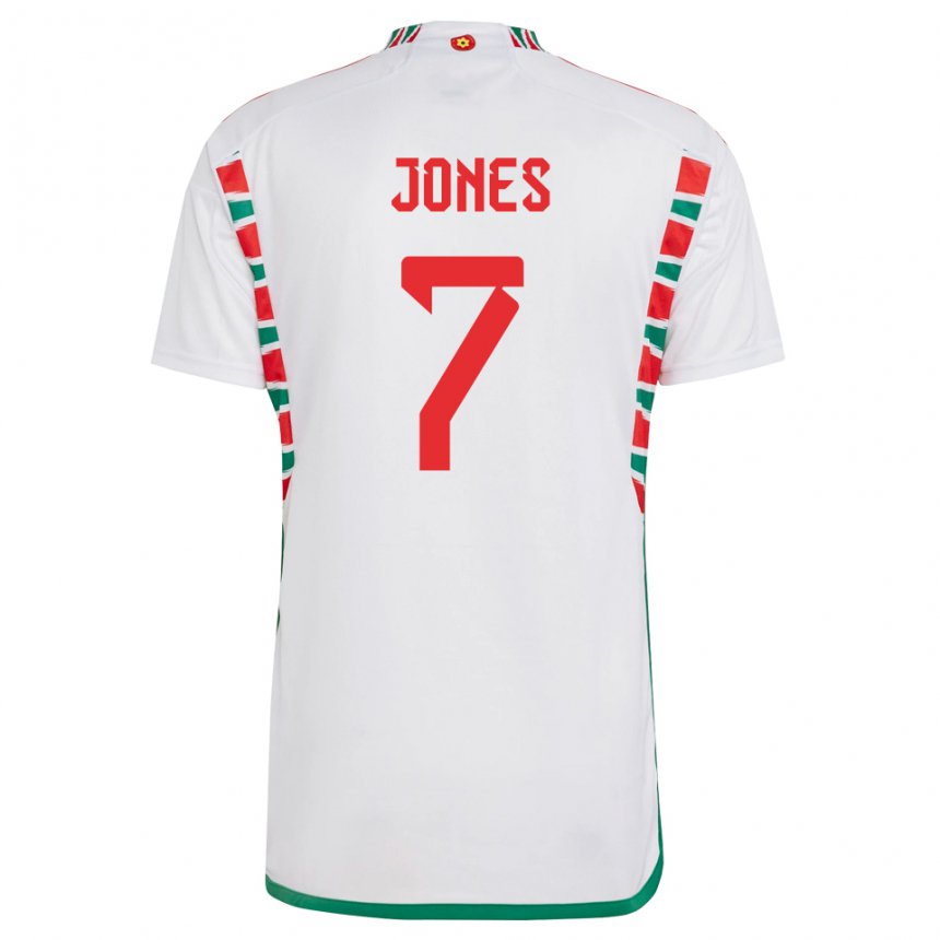 Hombre Camiseta Gales Emma Jones #7 Blanco 2ª Equipación 22-24 La Camisa Argentina