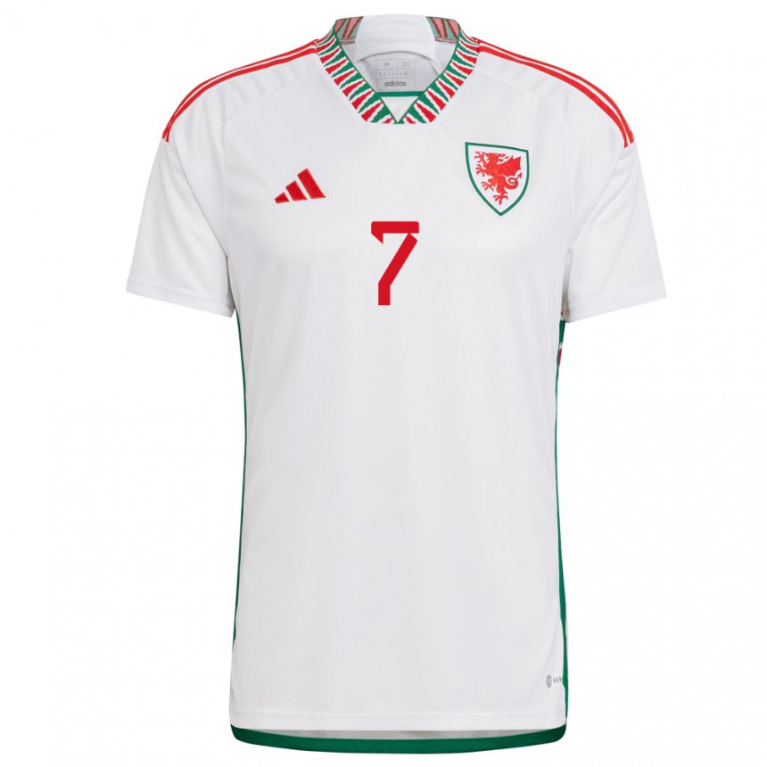 Hombre Camiseta Gales Emma Jones #7 Blanco 2ª Equipación 22-24 La Camisa Argentina