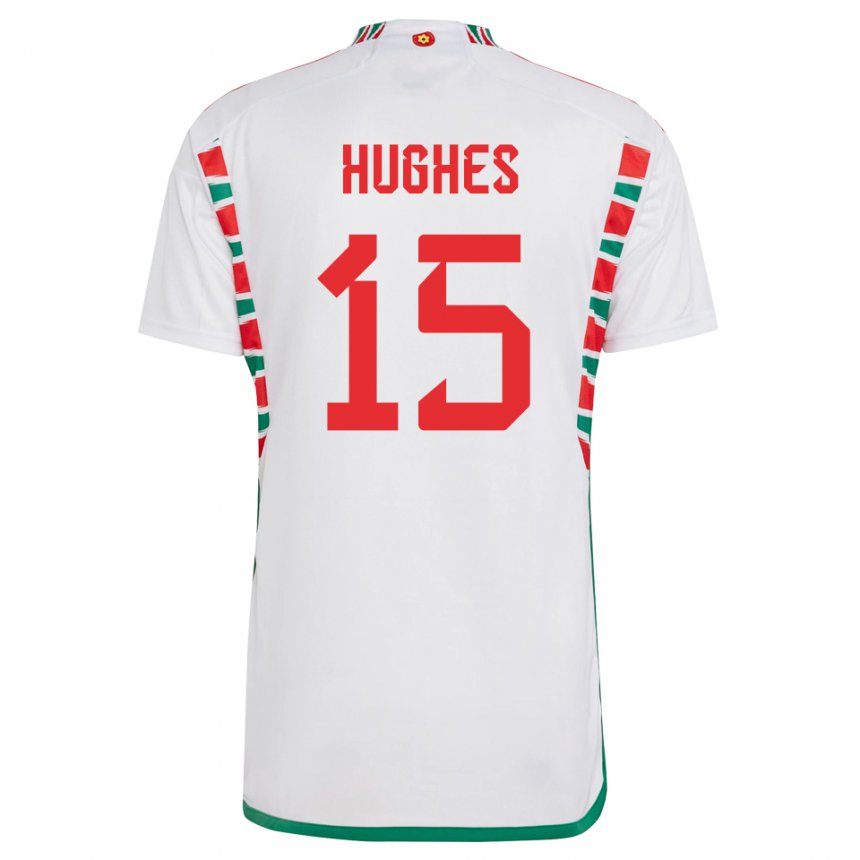 Hombre Camiseta Gales Elise Hughes #15 Blanco 2ª Equipación 22-24 La Camisa Argentina