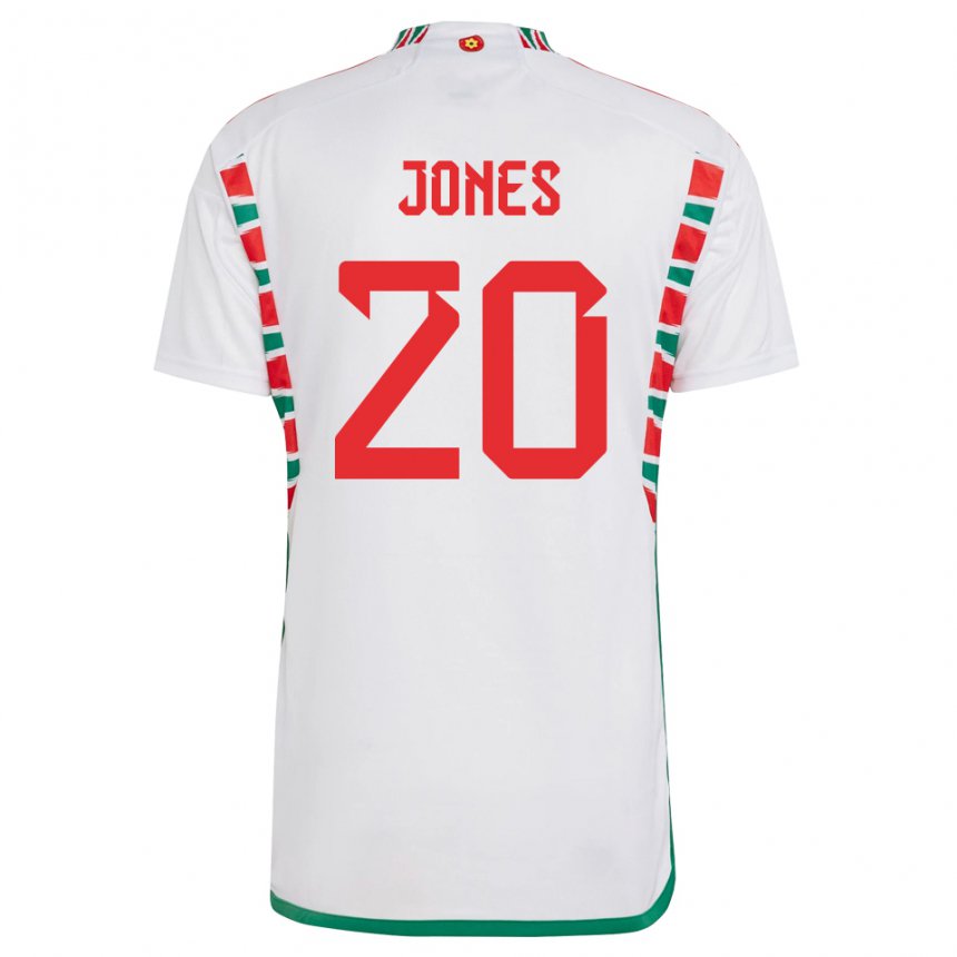 Hombre Camiseta Gales Carrie Jones #20 Blanco 2ª Equipación 22-24 La Camisa Argentina