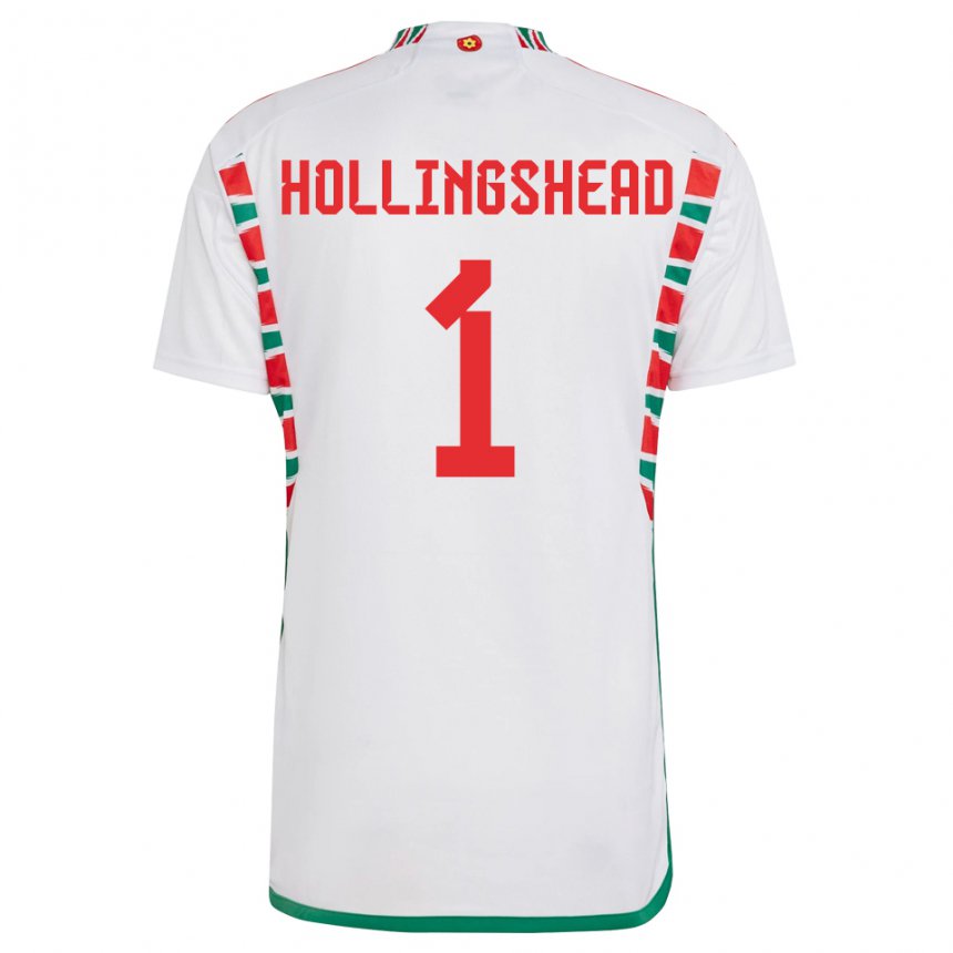 Hombre Camiseta Gales Ronnie Hollingshead #1 Blanco 2ª Equipación 22-24 La Camisa Argentina