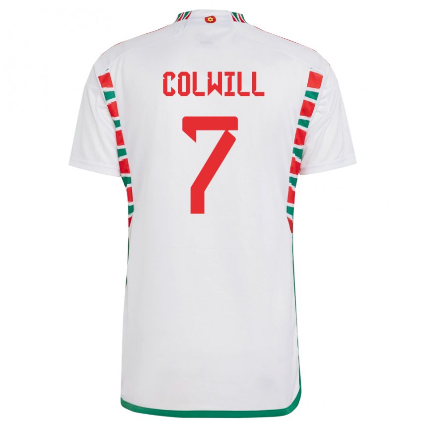 Hombre Camiseta Gales Joel Colwill #7 Blanco 2ª Equipación 22-24 La Camisa Argentina