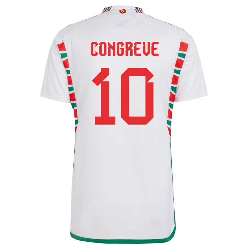 Hombre Camiseta Gales Cameron Congreve #10 Blanco 2ª Equipación 22-24 La Camisa Argentina