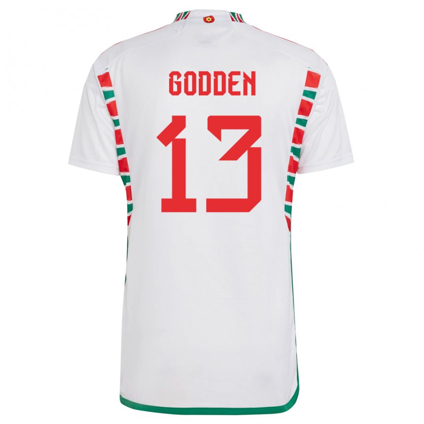 Hombre Camiseta Gales Scott Godden #13 Blanco 2ª Equipación 22-24 La Camisa Argentina