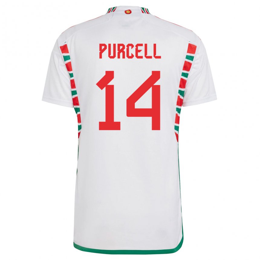 Hombre Camiseta Gales Benjamin Purcell #14 Blanco 2ª Equipación 22-24 La Camisa Argentina