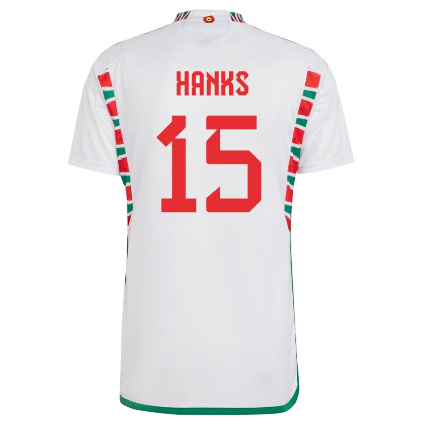 Hombre Camiseta Gales Justin Hanks #15 Blanco 2ª Equipación 22-24 La Camisa Argentina