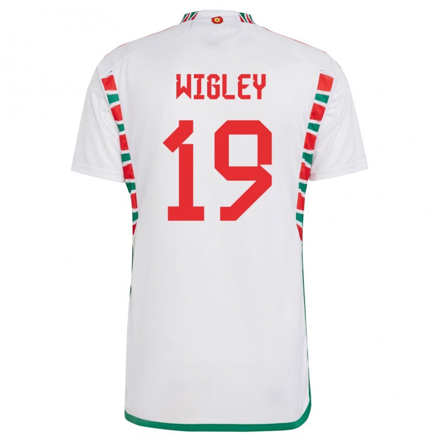 Hombre Camiseta Gales Morgan Wigley #19 Blanco 2ª Equipación 22-24 La Camisa Argentina