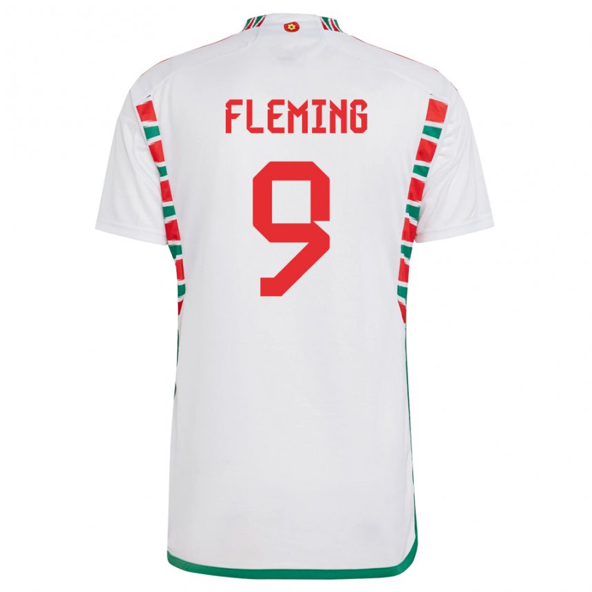 Hombre Camiseta Gales Cole Fleming #9 Blanco 2ª Equipación 22-24 La Camisa Argentina