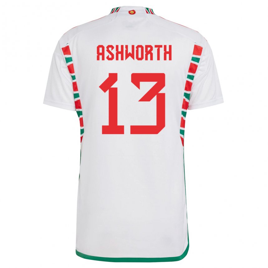 Hombre Camiseta Gales Fin Ashworth #13 Blanco 2ª Equipación 22-24 La Camisa Argentina