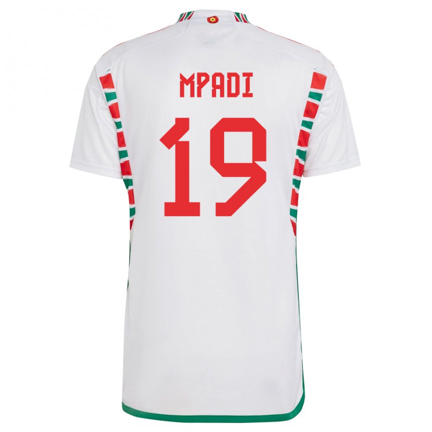 Hombre Camiseta Gales Japhet Mpadi #19 Blanco 2ª Equipación 22-24 La Camisa Argentina